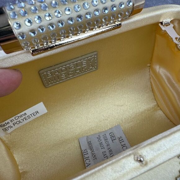 Badgley Mischka Crystal Gold Wrapped Framed Chain Clutch Crossbody NWT - Picture 9 of 12